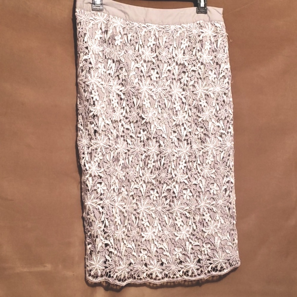 Paniz Grey/taupe lace applique Skirt Sz L